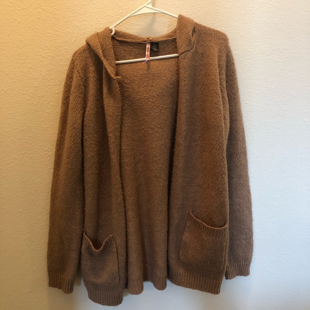 Tan Cardigan with Hoodie